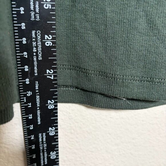 Terra & Sky Blouse Women's 2X V-Neck Popover Henley Short Sleeve Green Rib NWT - Picture 6 of 9